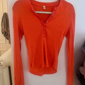 Cherry orange Button-Up Women's Top